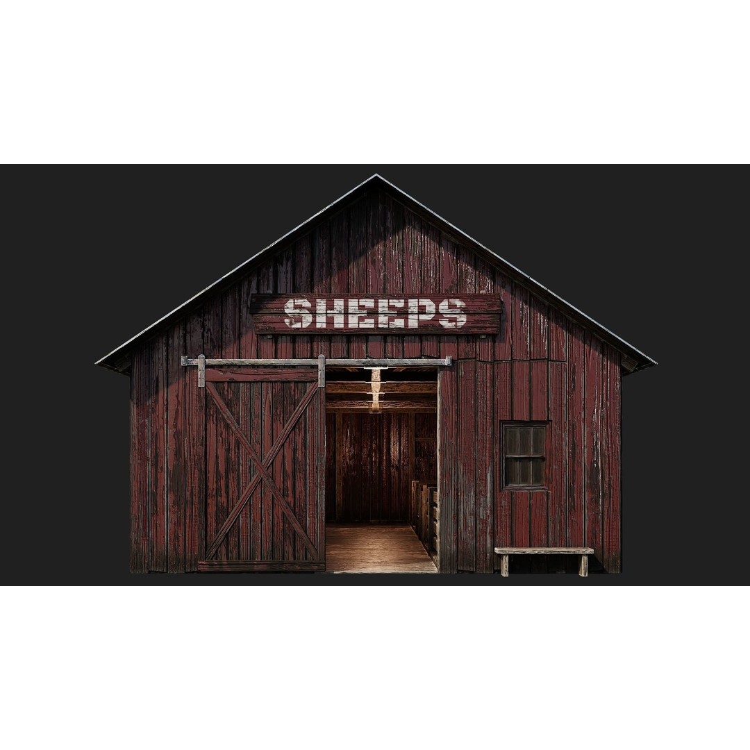 Farm Buildings 3D Model – Low Poly Game Ready PBR Asset, FBX, OBJ - View 21