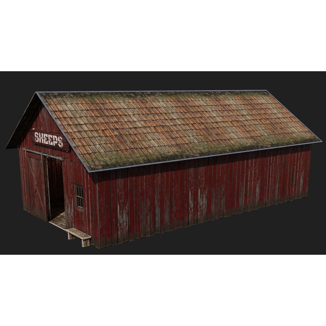 Farm Buildings 3D Model – Low Poly Game Ready PBR Asset, FBX, OBJ - View 23