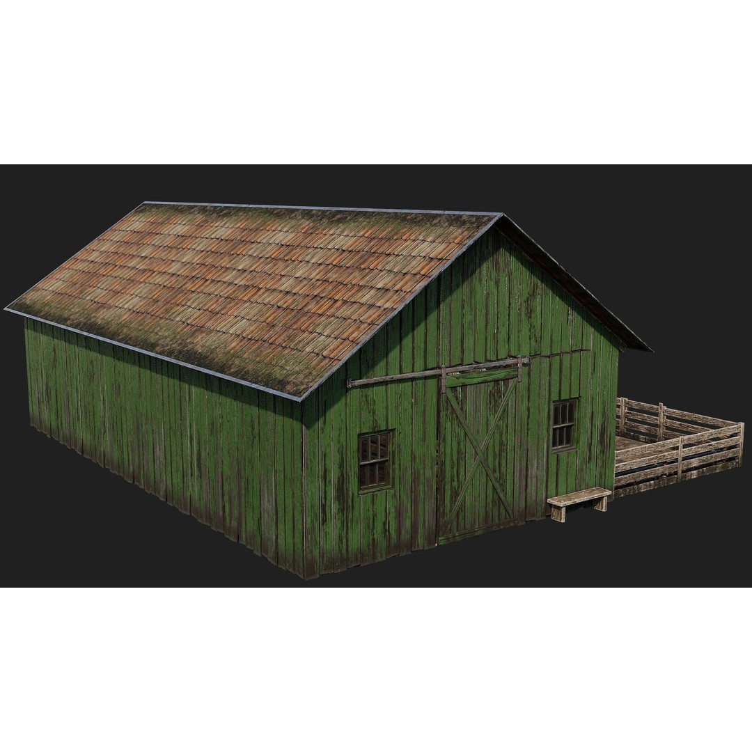 Farm Buildings 3D Model – Low Poly Game Ready PBR Asset, FBX, OBJ - View 26