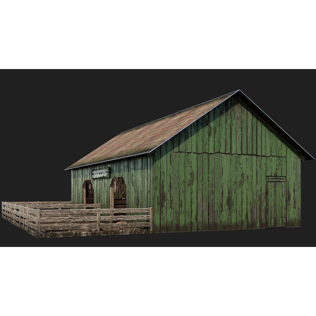 Farm Buildings 3D Model – Low Poly Game Ready PBR Asset, FBX, OBJ - View 27