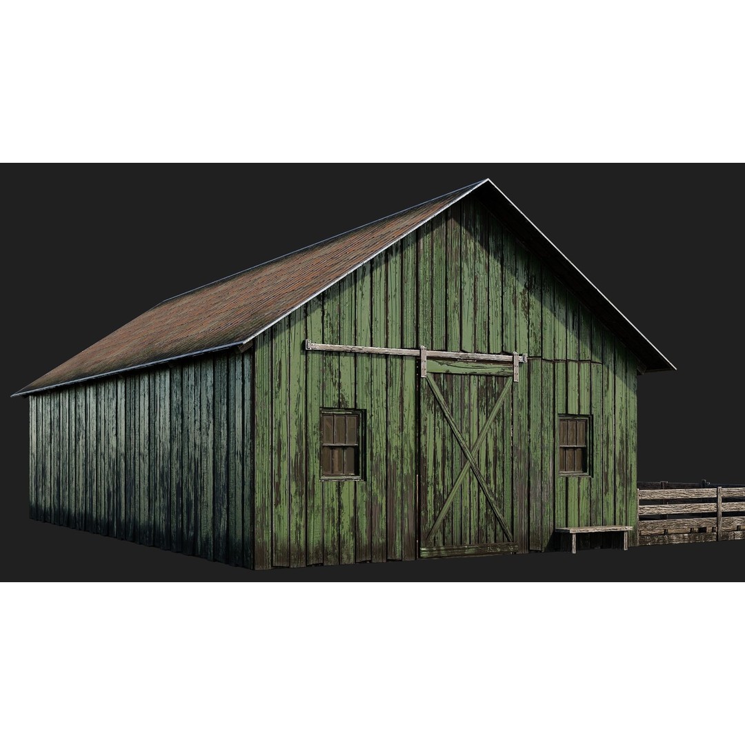 Farm Buildings 3D Model – Low Poly Game Ready PBR Asset, FBX, OBJ - View 29