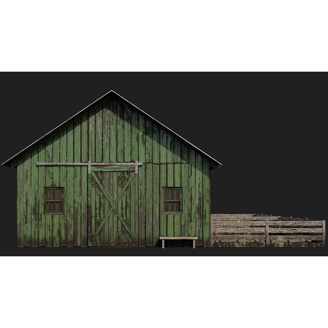 Farm Buildings 3D Model – Low Poly Game Ready PBR Asset, FBX, OBJ - View 30