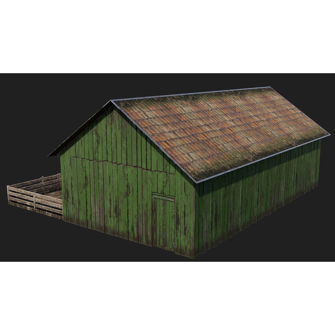 Farm Buildings 3D Model – Low Poly Game Ready PBR Asset, FBX, OBJ - View 33