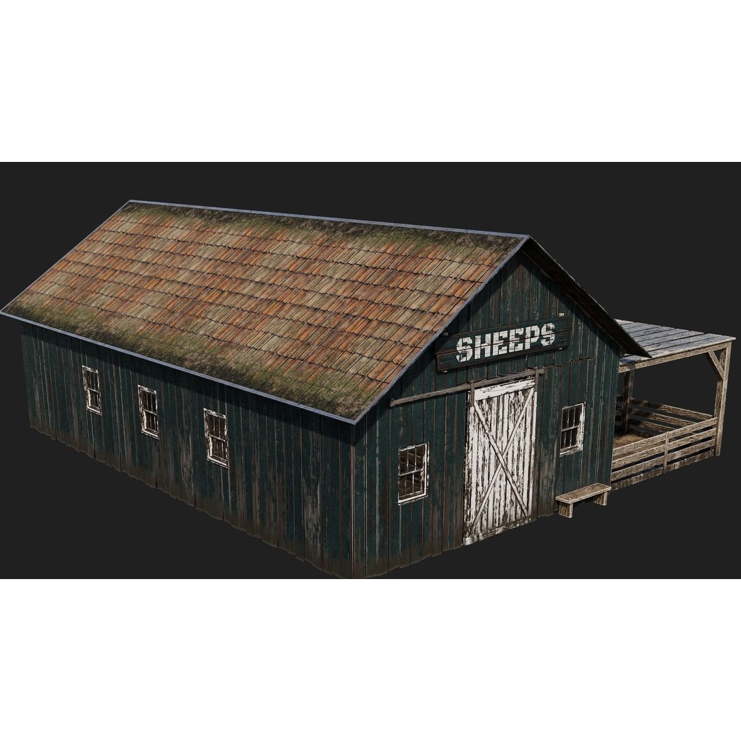 Farm Buildings 3D Model – Low Poly Game Ready PBR Asset, FBX, OBJ - View 34