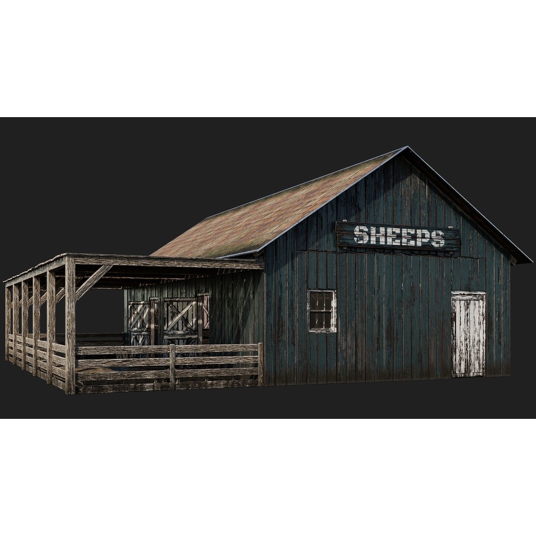 Farm Buildings 3D Model – Low Poly Game Ready PBR Asset, FBX, OBJ - View 35