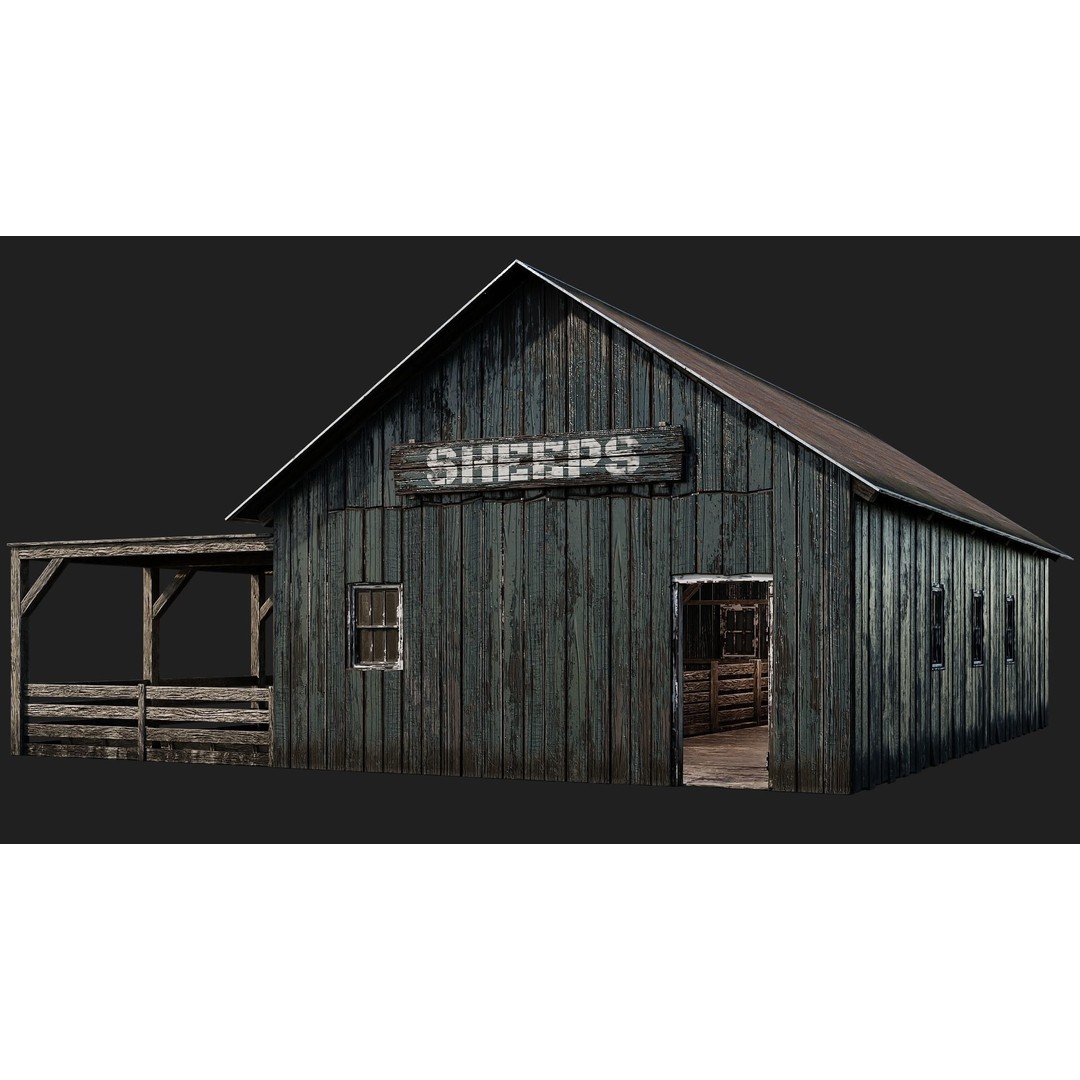 Farm Buildings 3D Model – Low Poly Game Ready PBR Asset, FBX, OBJ - View 36