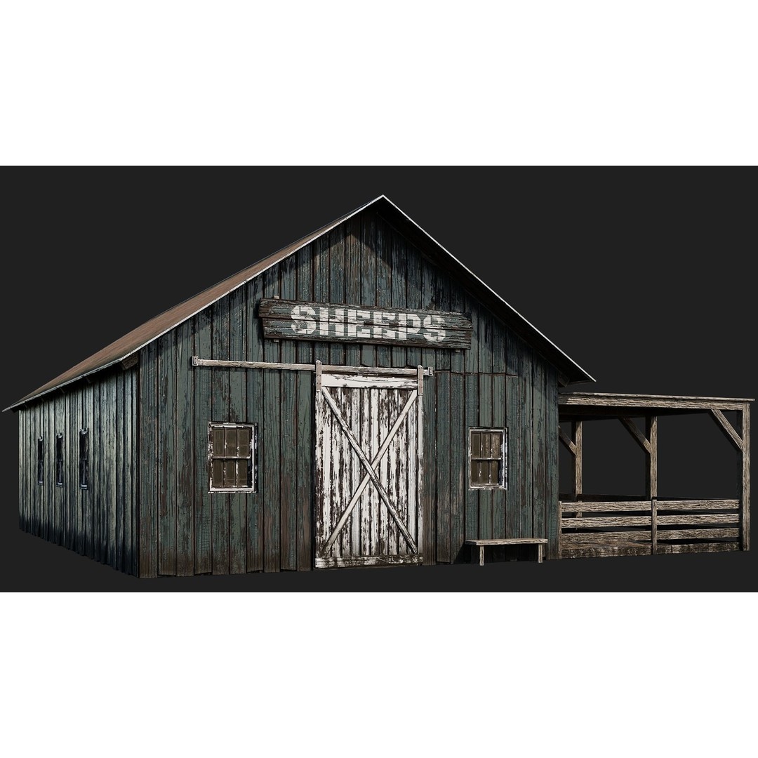 Farm Buildings 3D Model – Low Poly Game Ready PBR Asset, FBX, OBJ - View 37