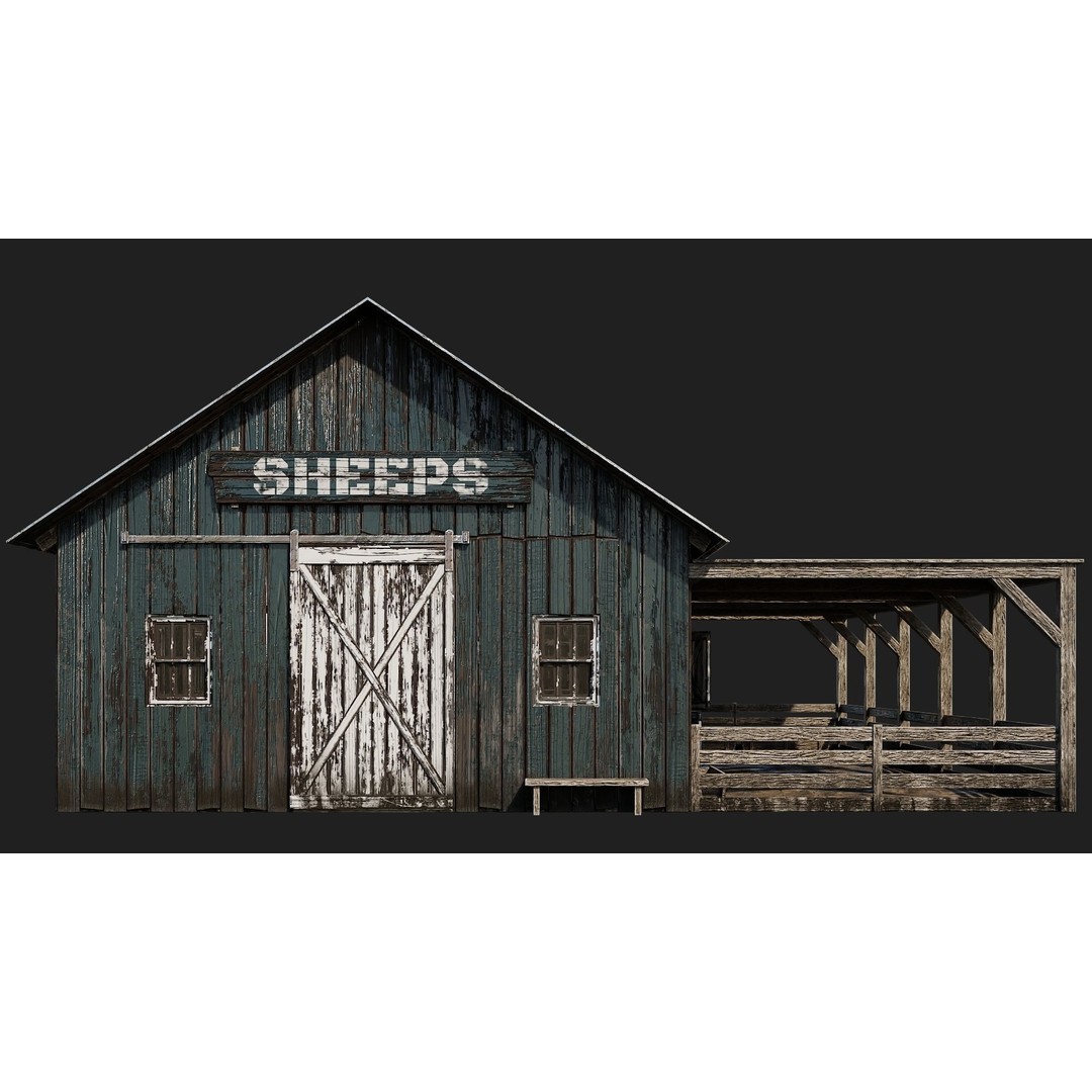 Farm Buildings 3D Model – Low Poly Game Ready PBR Asset, FBX, OBJ - View 38