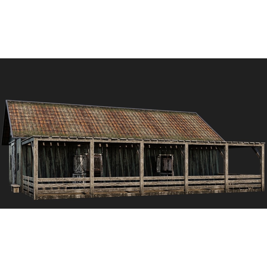 Farm Buildings 3D Model – Low Poly Game Ready PBR Asset, FBX, OBJ - View 39