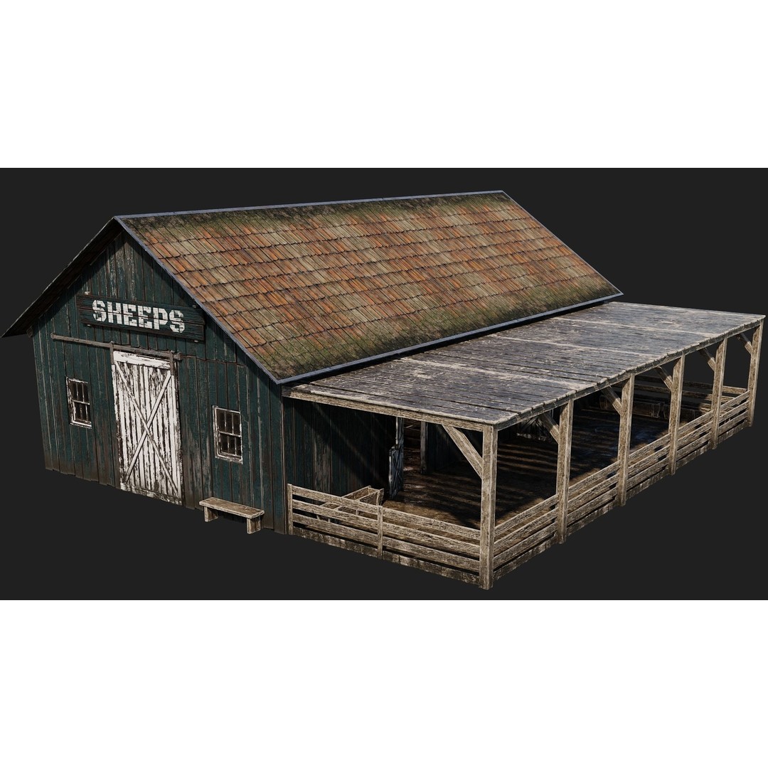 Farm Buildings 3D Model – Low Poly Game Ready PBR Asset, FBX, OBJ - View 40