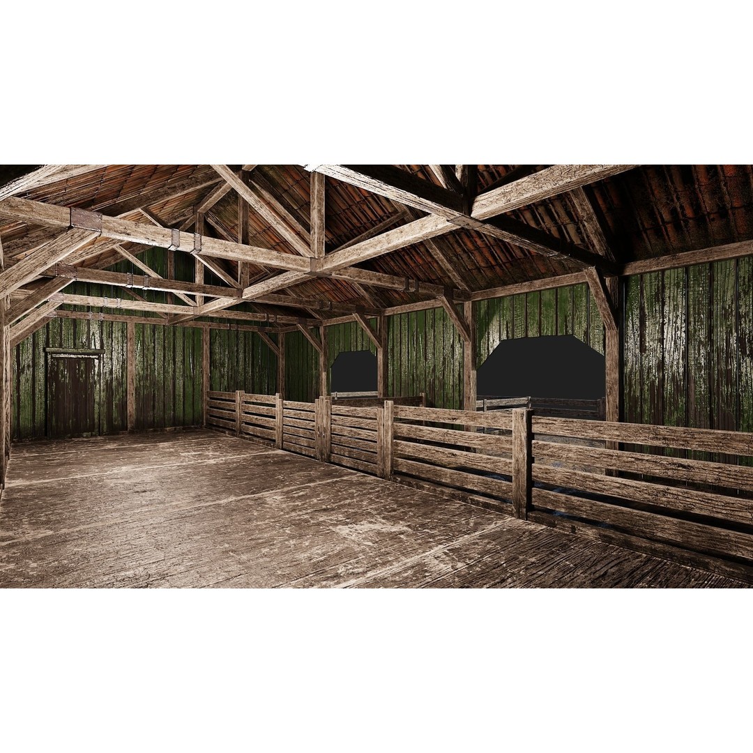 Farm Buildings 3D Model – Low Poly Game Ready PBR Asset, FBX, OBJ - View 7