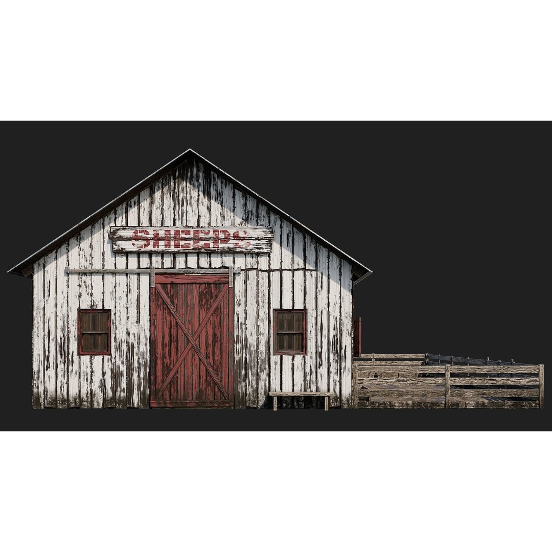 Farm Buildings 3D Model – Low Poly Game Ready PBR Asset, FBX, OBJ - View 8