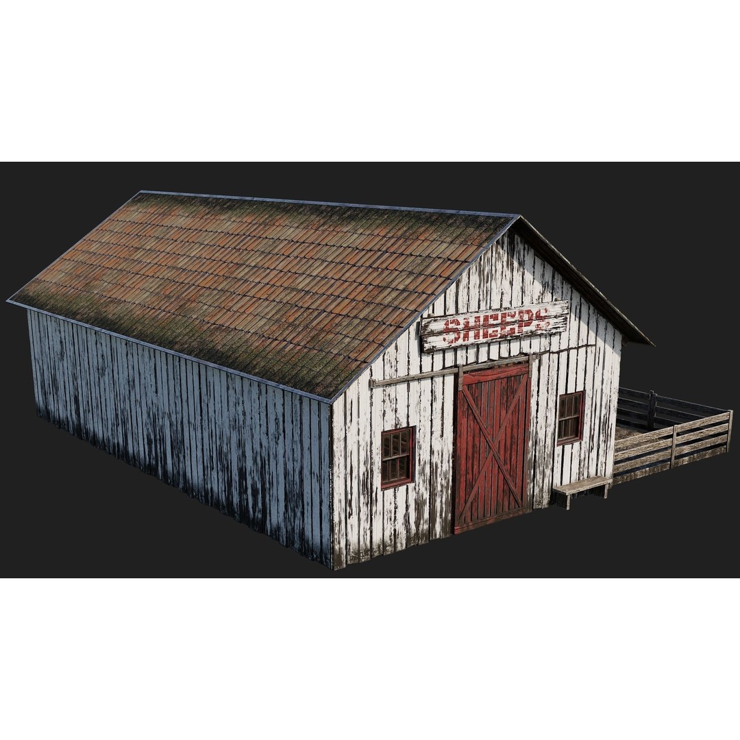 Farm Buildings 3D Model – Low Poly Game Ready PBR Asset, FBX, OBJ - View 9