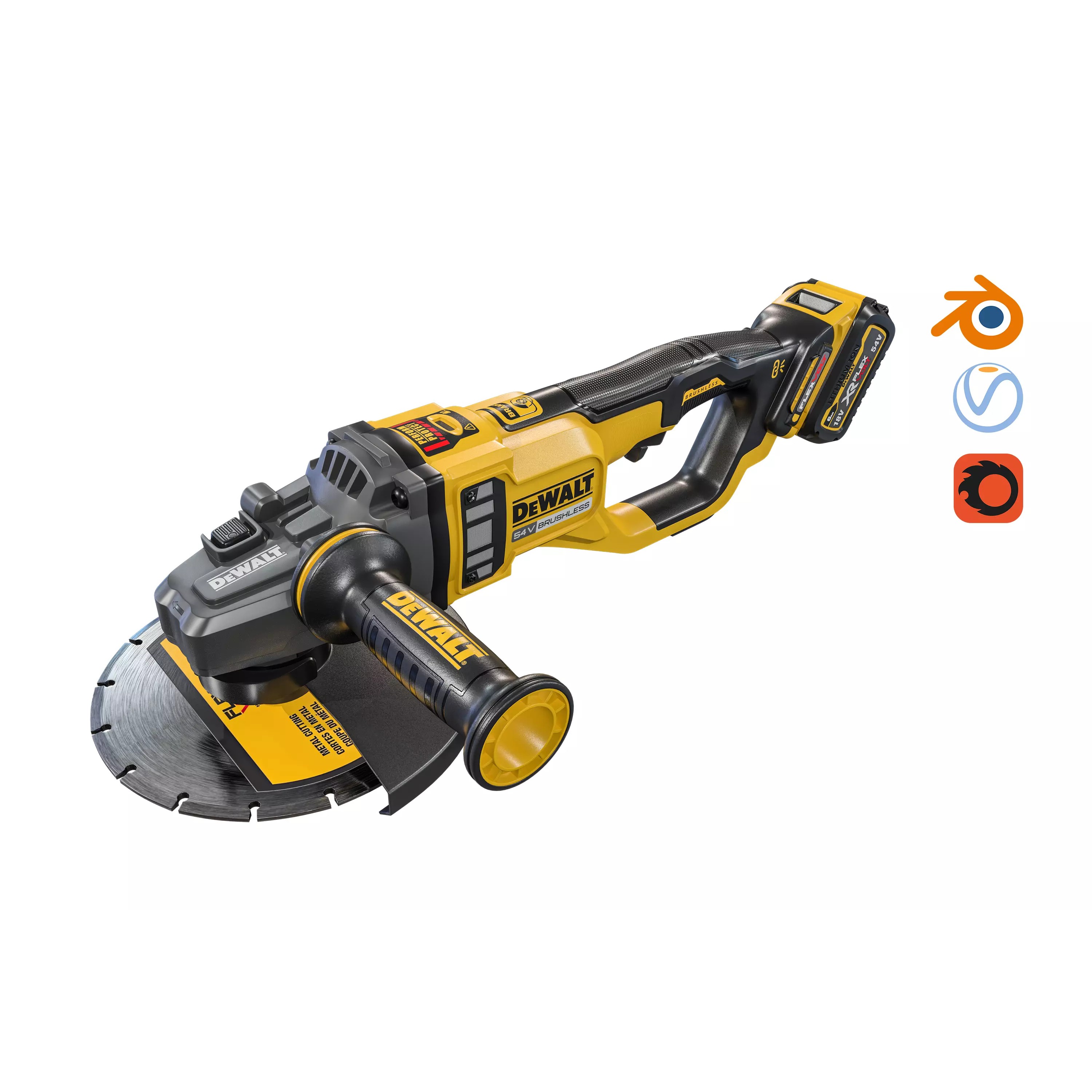 Dewalt DCG460B 60V MAX - Game-Ready 3D Model - View 2