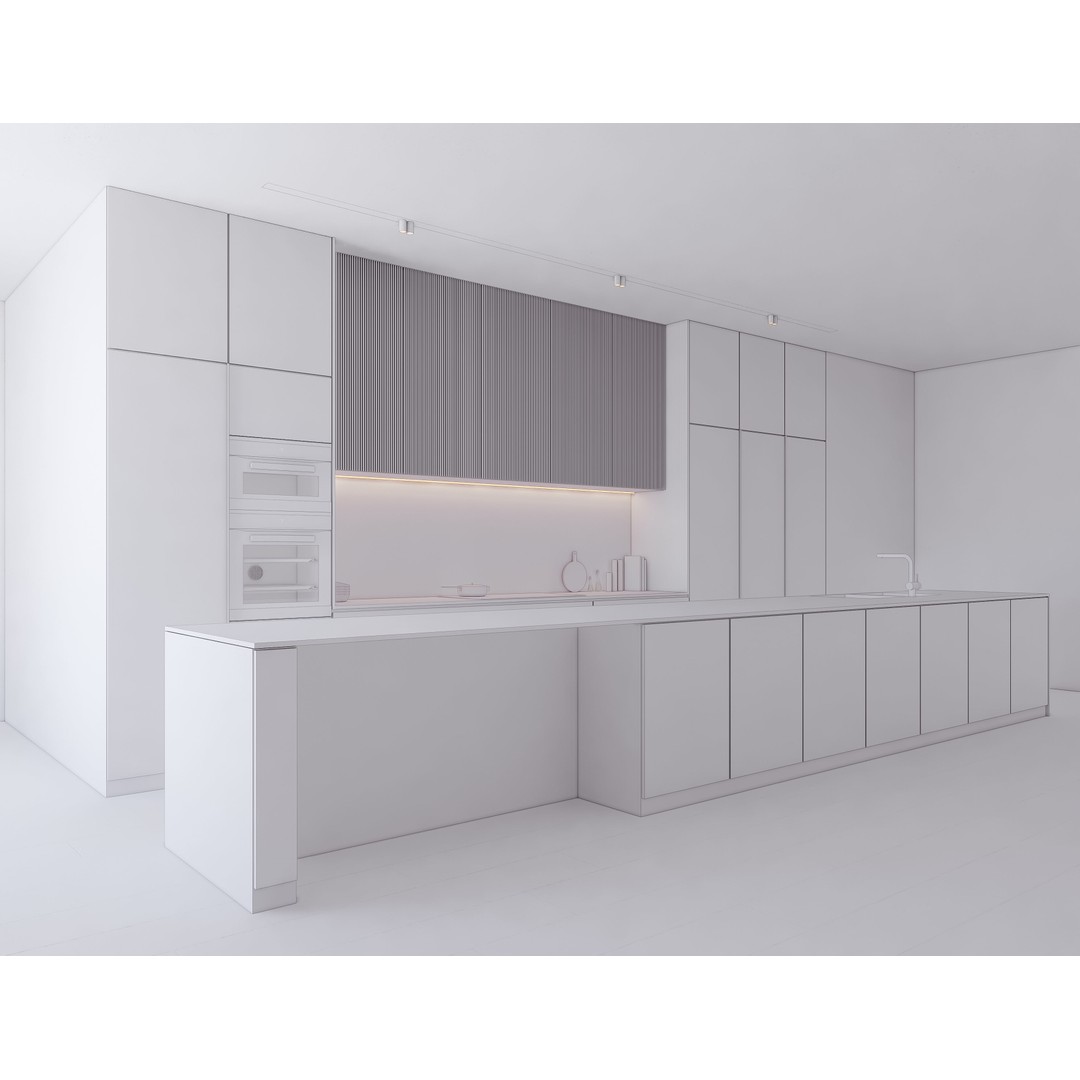 Modern Kitchen 3D Model – Low Poly Interior Design Asset, FBX & OBJ - View 13