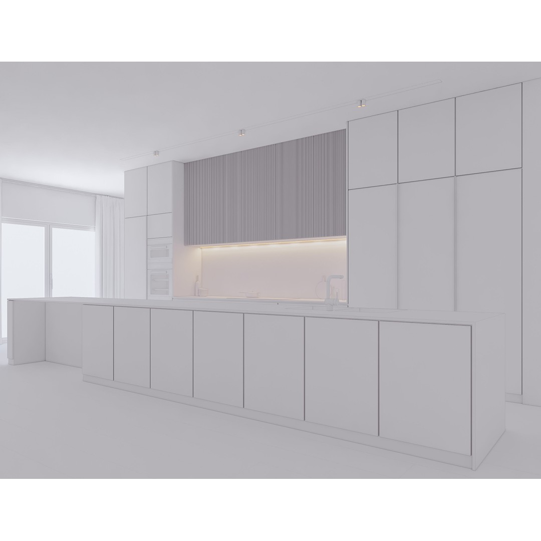 Modern Kitchen 3D Model – Low Poly Interior Design Asset, FBX & OBJ - View 14