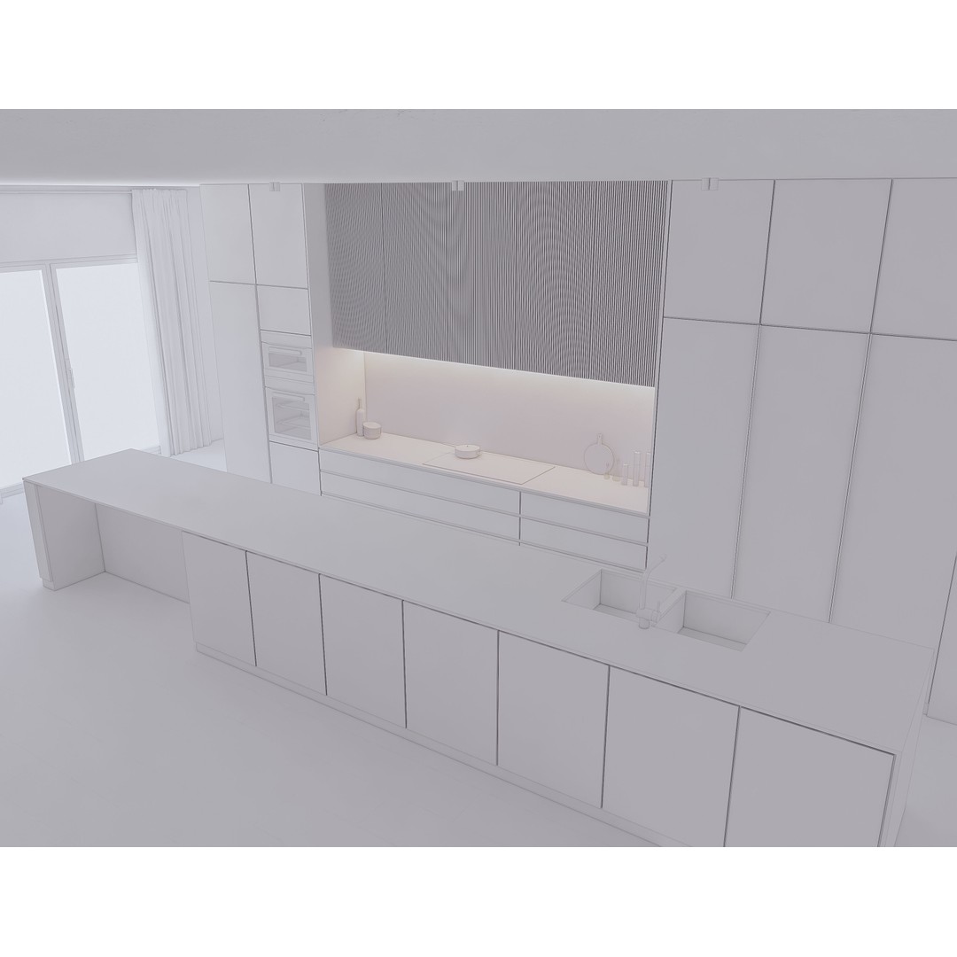 Modern Kitchen 3D Model – Low Poly Interior Design Asset, FBX & OBJ - View 15