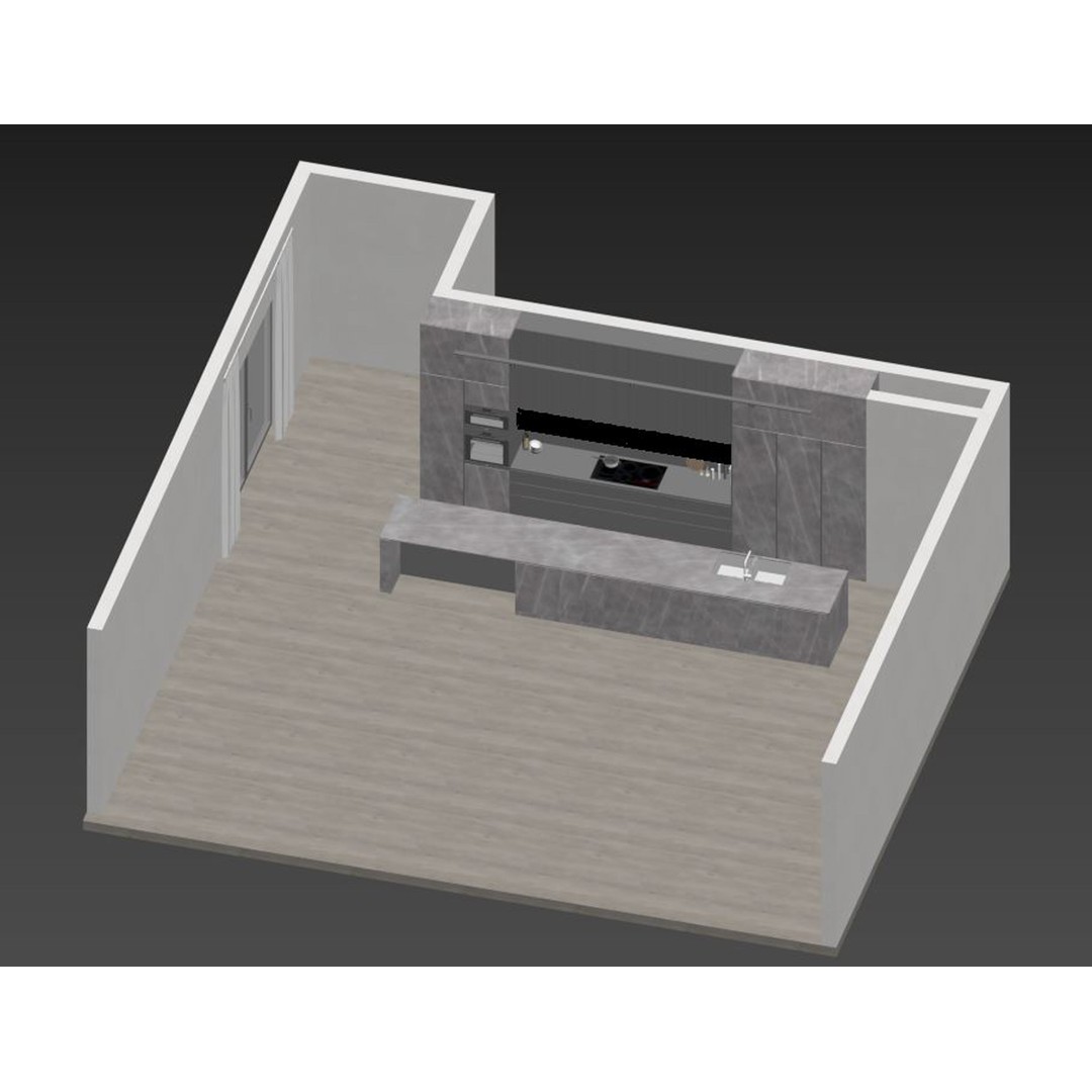Modern Kitchen 3D Model – Low Poly Interior Design Asset, FBX & OBJ - View 23