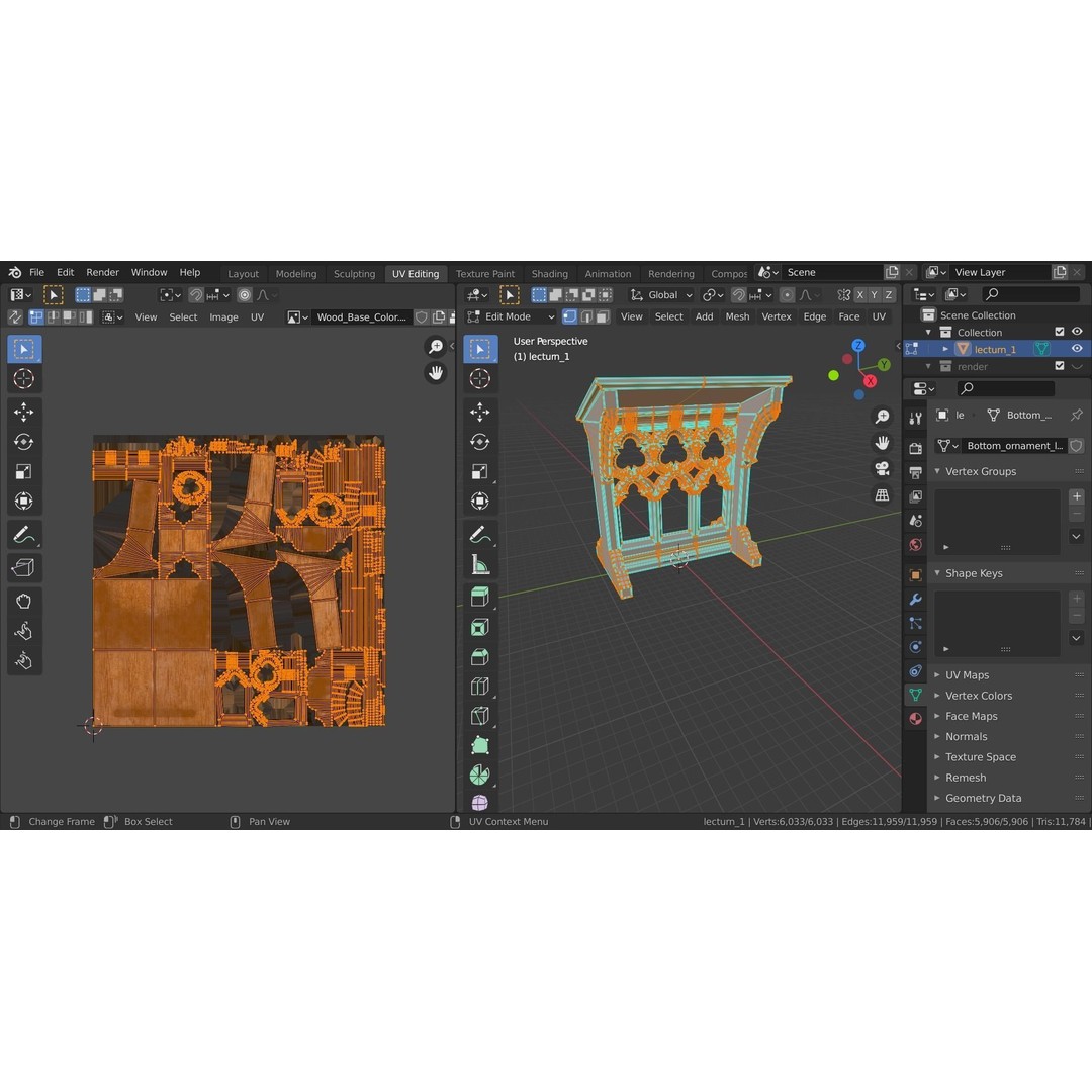 Gothic Lecturn 3D Model – Low Poly PBR Furniture for Games