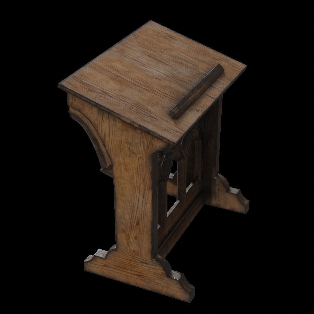 Gothic Lecturn 3D Model – Low Poly PBR Furniture for Games - View 10