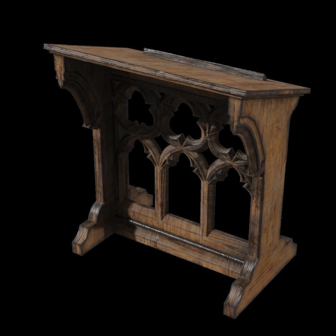 Gothic Lecturn 3D Model – Low Poly PBR Furniture for Games - View 11