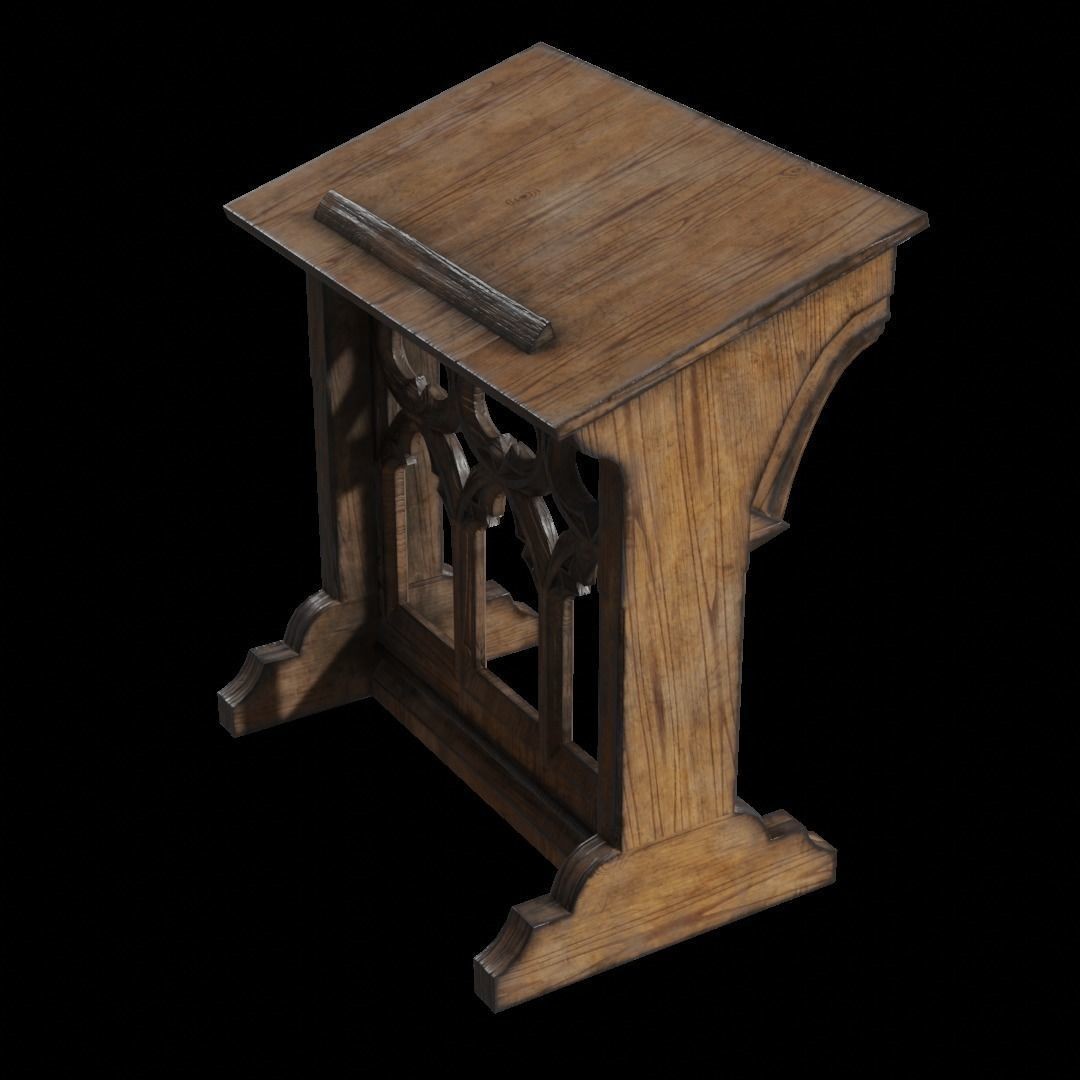 Gothic Lecturn 3D Model – Low Poly PBR Furniture for Games - View 12