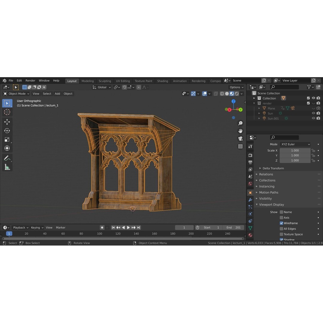 Gothic Lecturn 3D Model – Low Poly PBR Furniture for Games - View 14