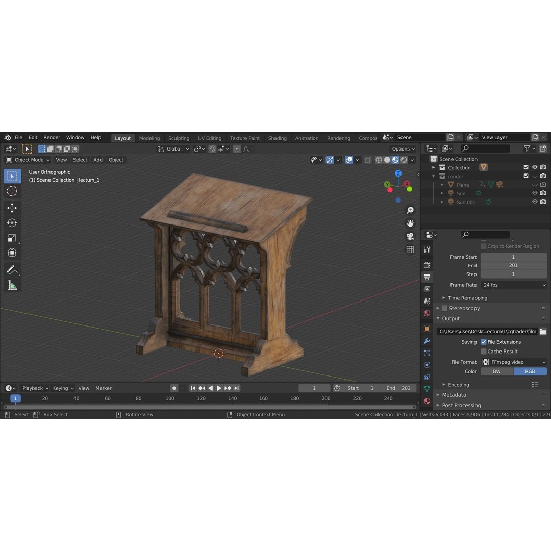 Gothic Lecturn 3D Model – Low Poly PBR Furniture for Games - View 15