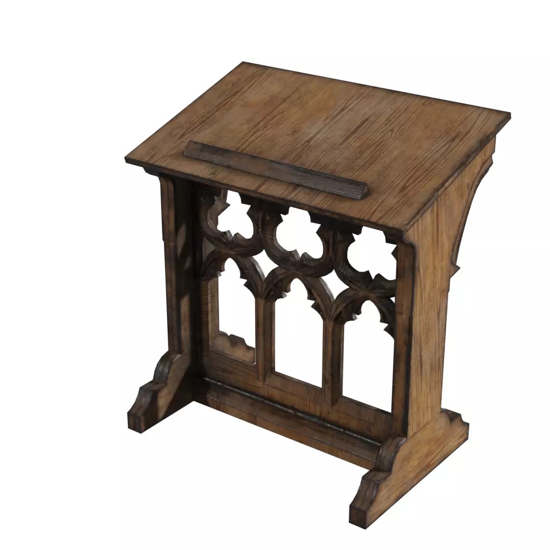 Gothic Lecturn 3D Model – Low Poly PBR Furniture for Games - View 2