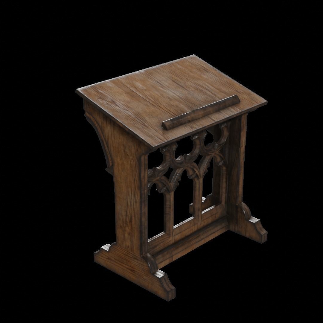 Gothic Lecturn 3D Model – Low Poly PBR Furniture for Games - View 3