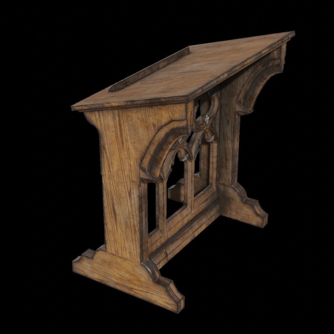 Gothic Lecturn 3D Model – Low Poly PBR Furniture for Games - View 4