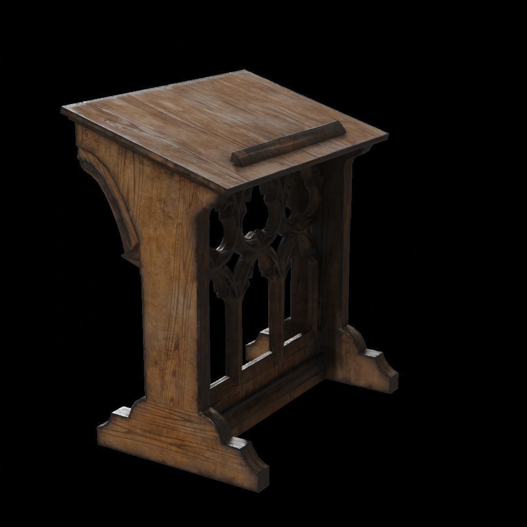 Gothic Lecturn 3D Model – Low Poly PBR Furniture for Games - View 5