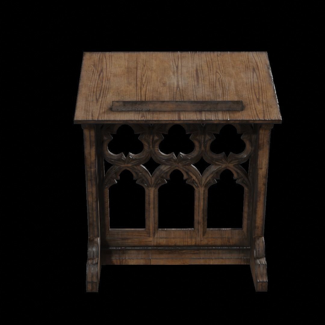 Gothic Lecturn 3D Model – Low Poly PBR Furniture for Games - View 6