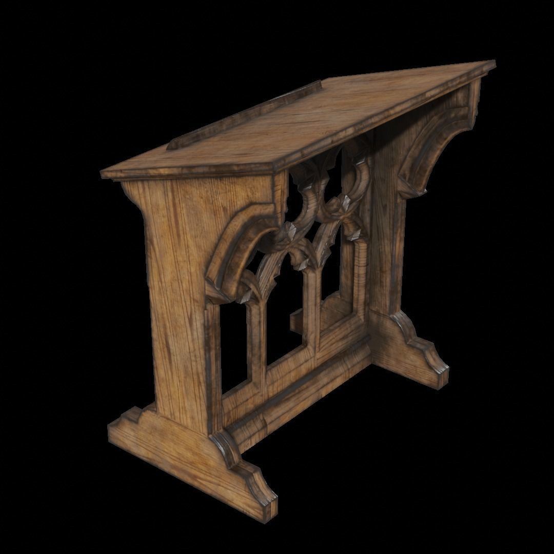 Gothic Lecturn 3D Model – Low Poly PBR Furniture for Games - View 7