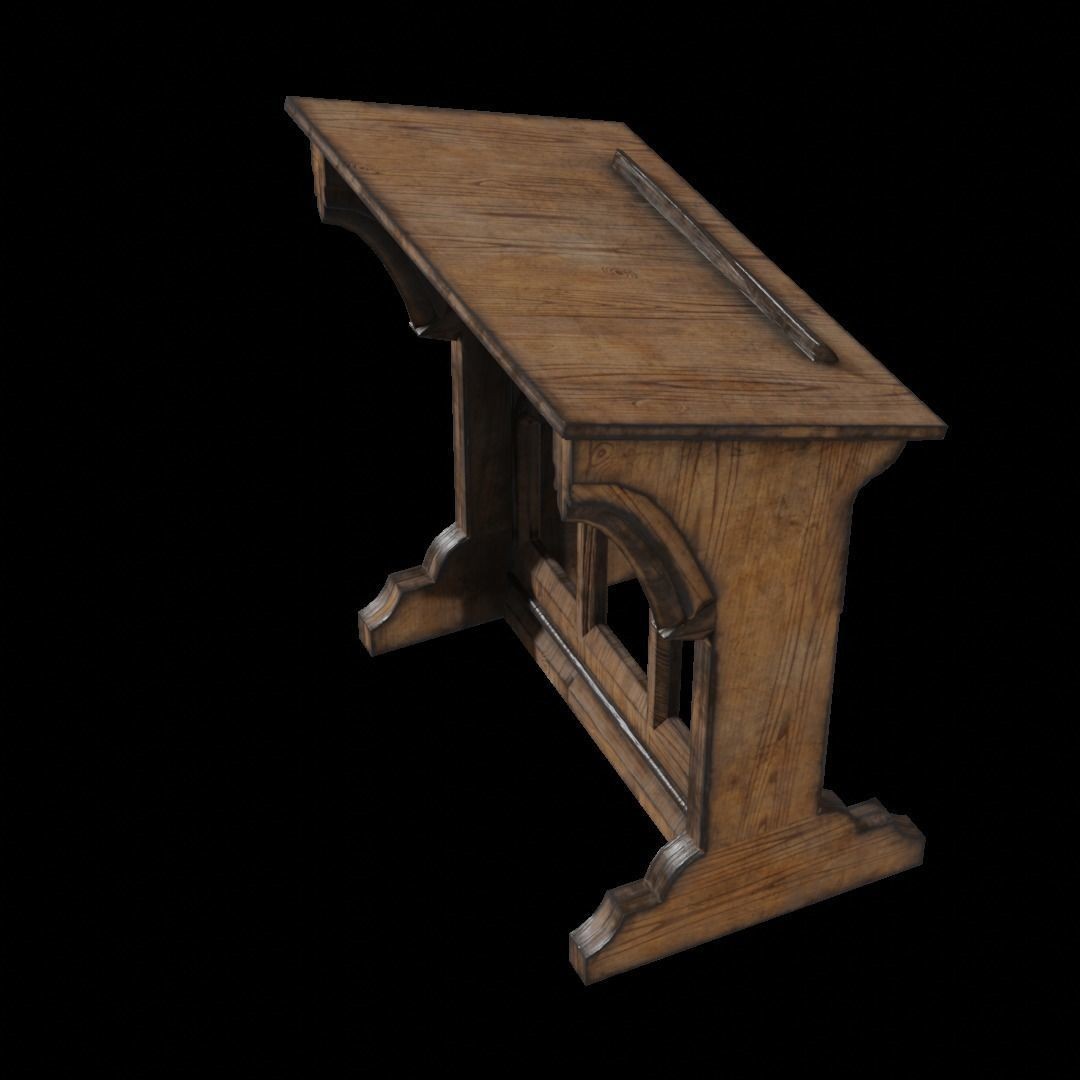 Gothic Lecturn 3D Model – Low Poly PBR Furniture for Games - View 8