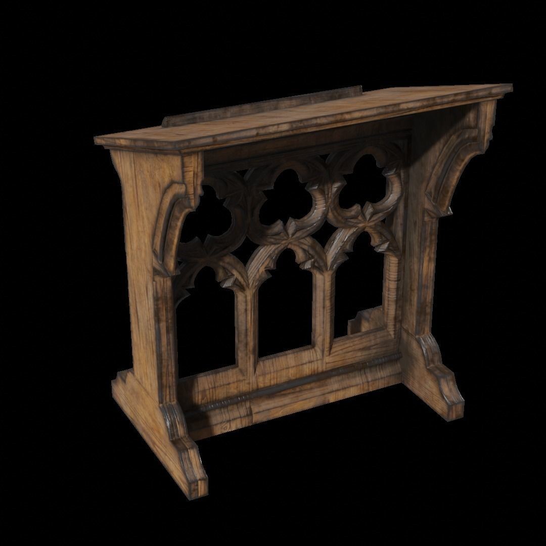 Gothic Lecturn 3D Model – Low Poly PBR Furniture for Games - View 9
