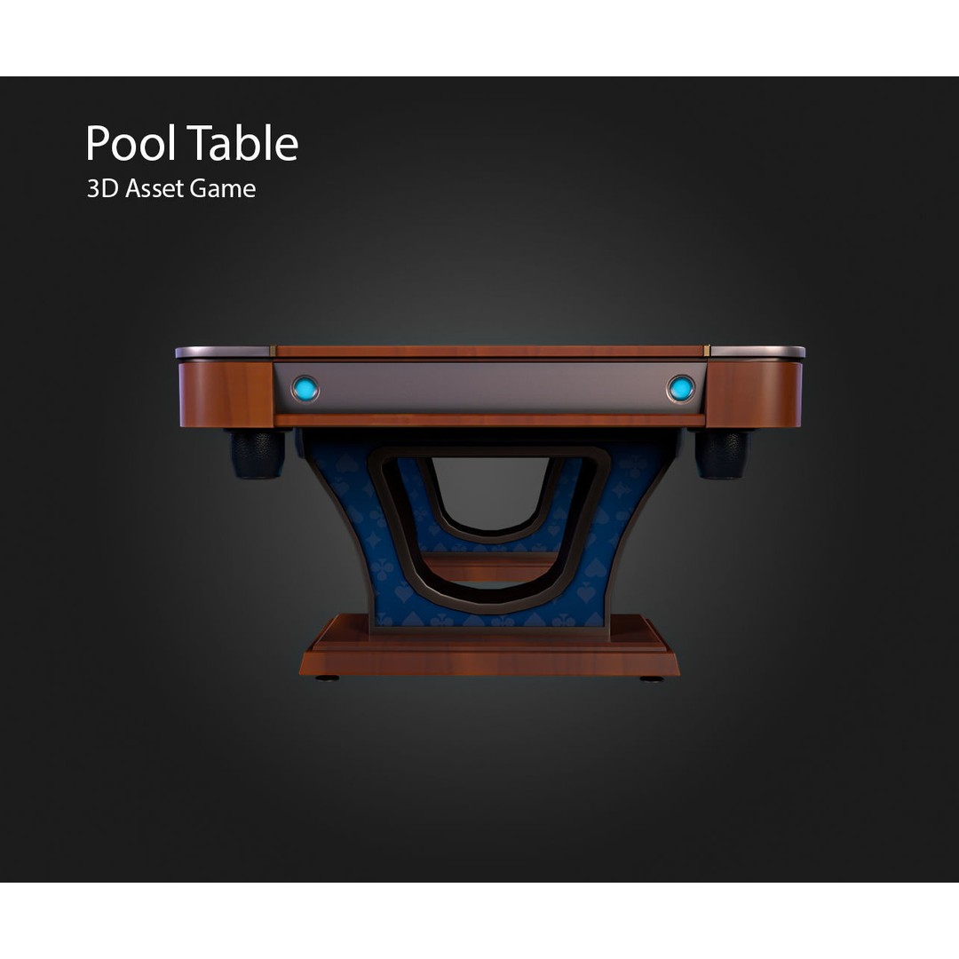 Pool Table 3D Model – Low Poly Game Asset, PBR Textures, FBX - View 10