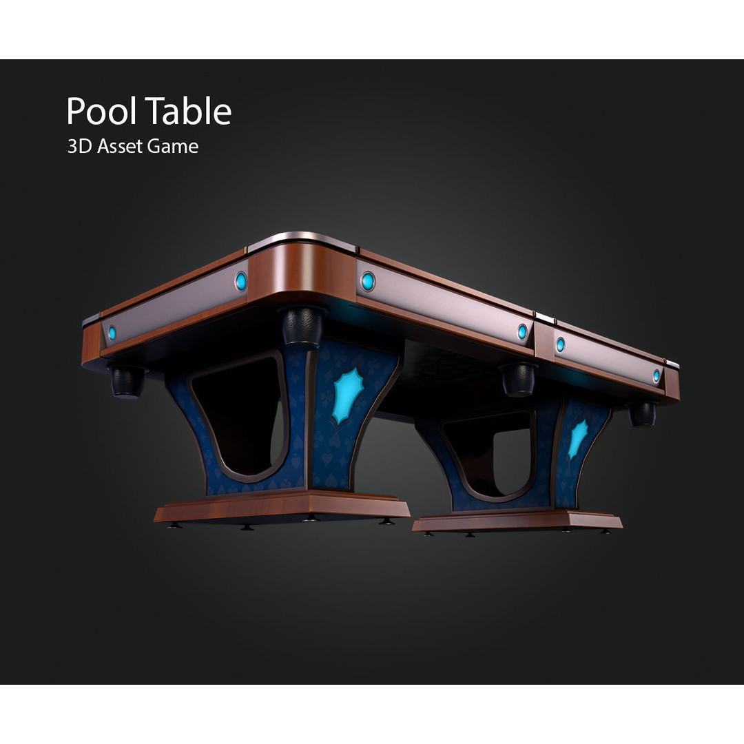 Pool Table 3D Model – Low Poly Game Asset, PBR Textures, FBX - View 11