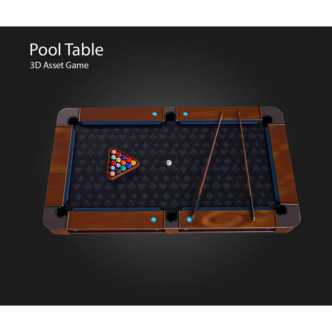 Pool Table 3D Model – Low Poly Game Asset, PBR Textures, FBX - View 5