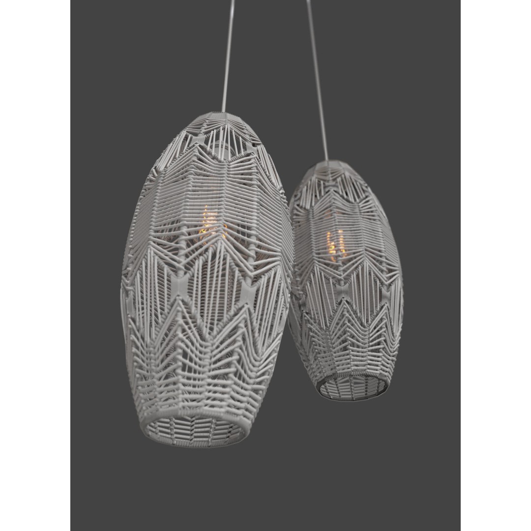 Tika Lace Shade 3D Model – Elegant Rattan Pendant Lamp, FBX