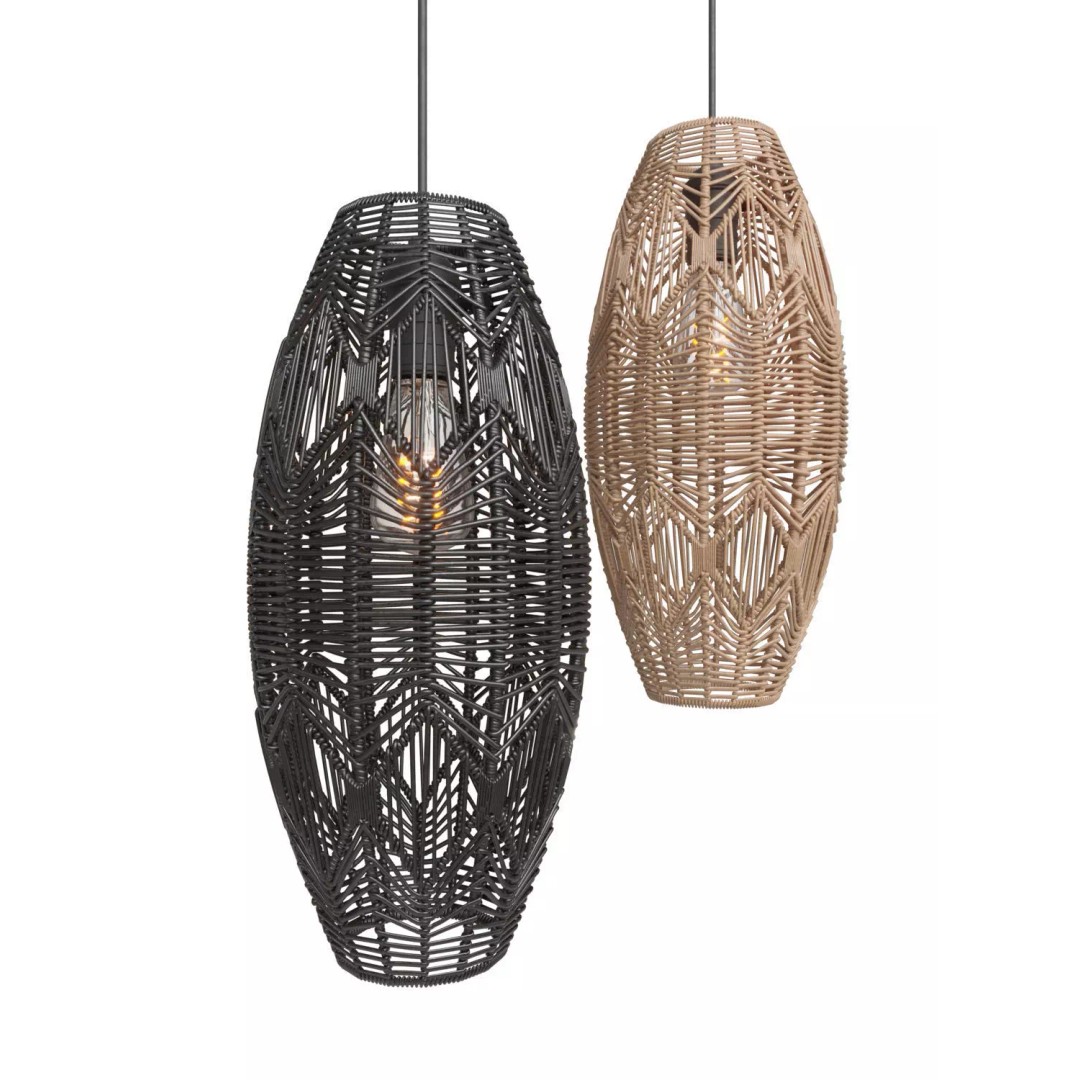Tika Lace Shade 3D Model – Elegant Rattan Pendant Lamp, FBX - View 2