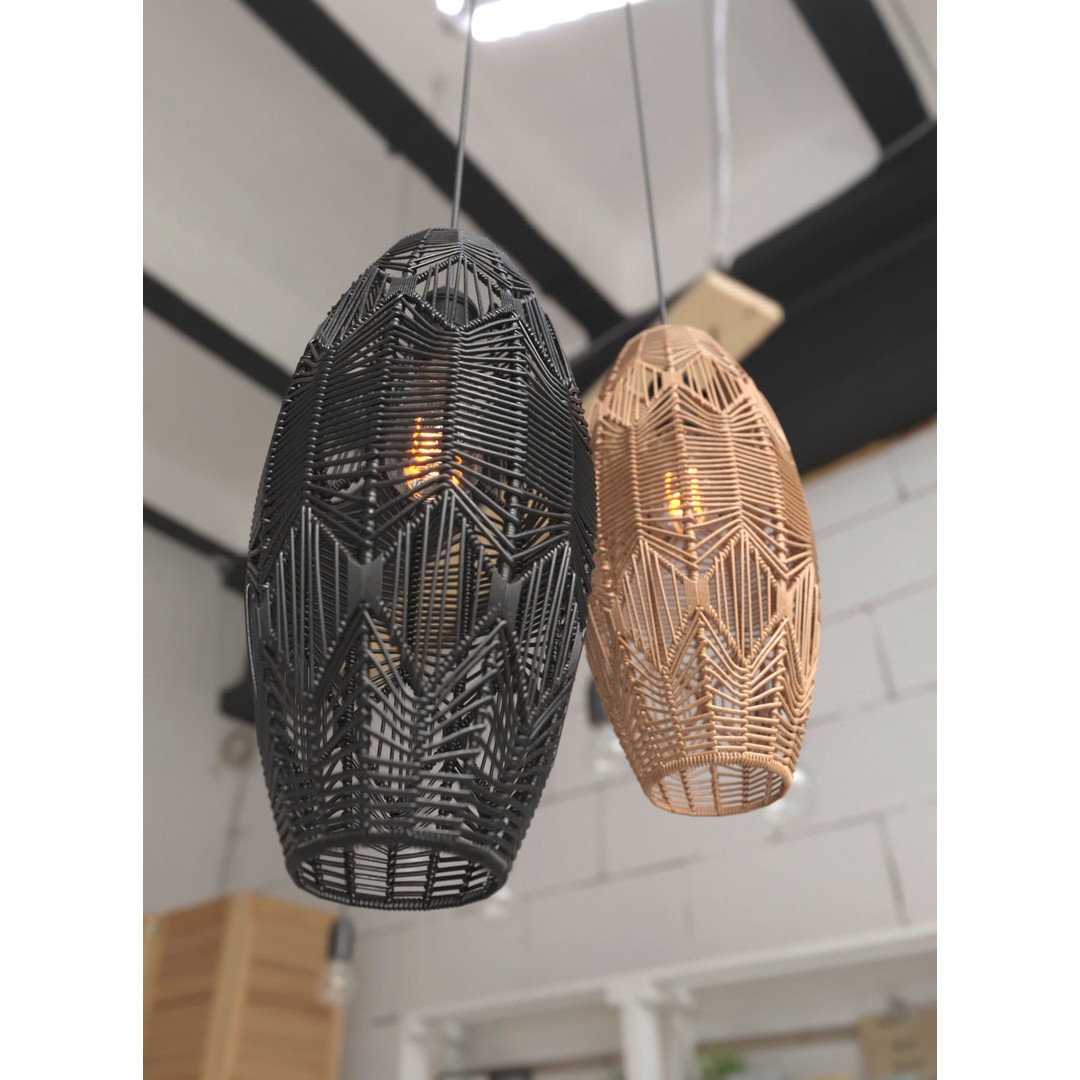 Tika Lace Shade 3D Model – Elegant Rattan Pendant Lamp, FBX - View 3