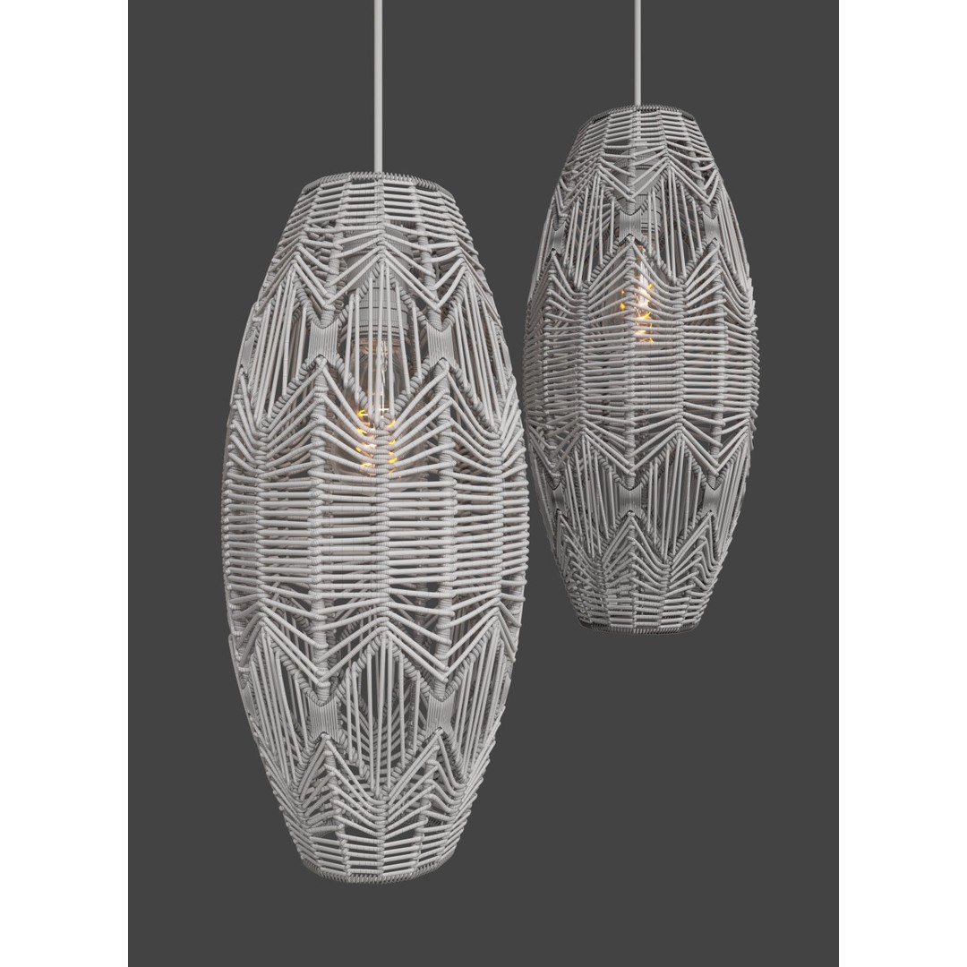 Tika Lace Shade 3D Model – Elegant Rattan Pendant Lamp, FBX - View 5