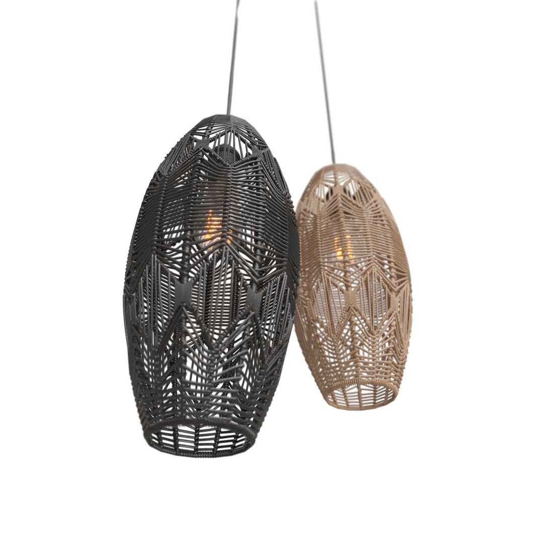 Tika Lace Shade 3D Model – Elegant Rattan Pendant Lamp, FBX - View 6