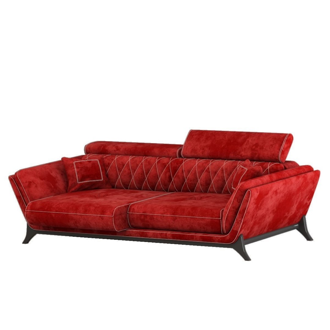 Triple Star Sofa 3D Model – Modern Fabric Design, FBX & OBJ Formats