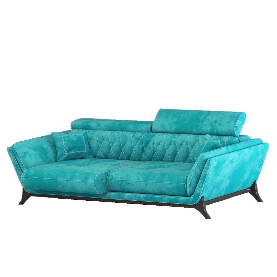 Triple Star Sofa 3D Model – Modern Fabric Design, FBX & OBJ Formats - View 13