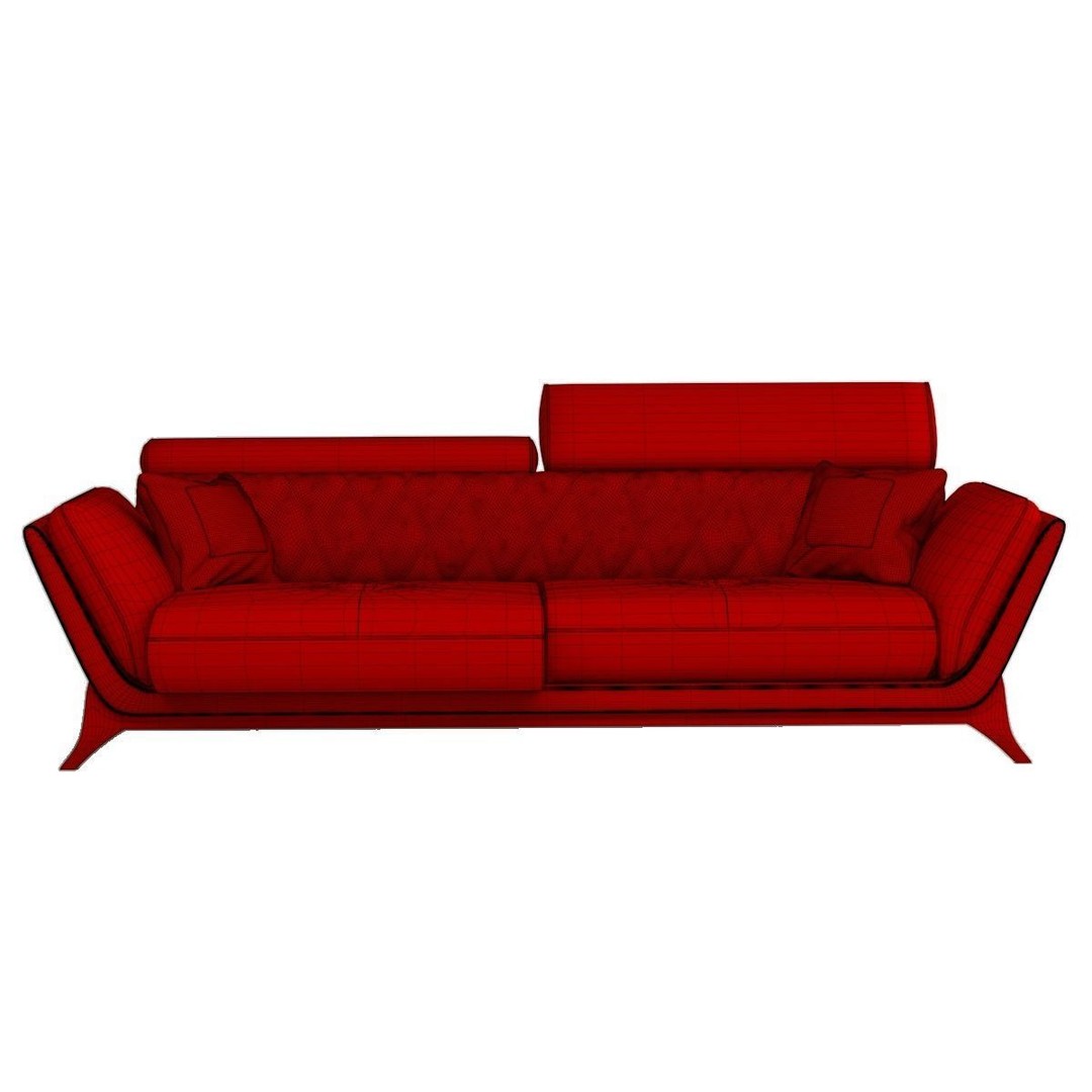 Triple Star Sofa 3D Model – Modern Fabric Design, FBX & OBJ Formats - View 8