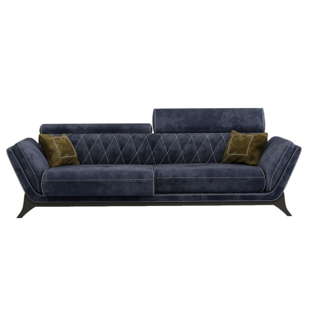 Triple Star Sofa 3D Model – Modern Fabric Design, FBX & OBJ Formats - View 9