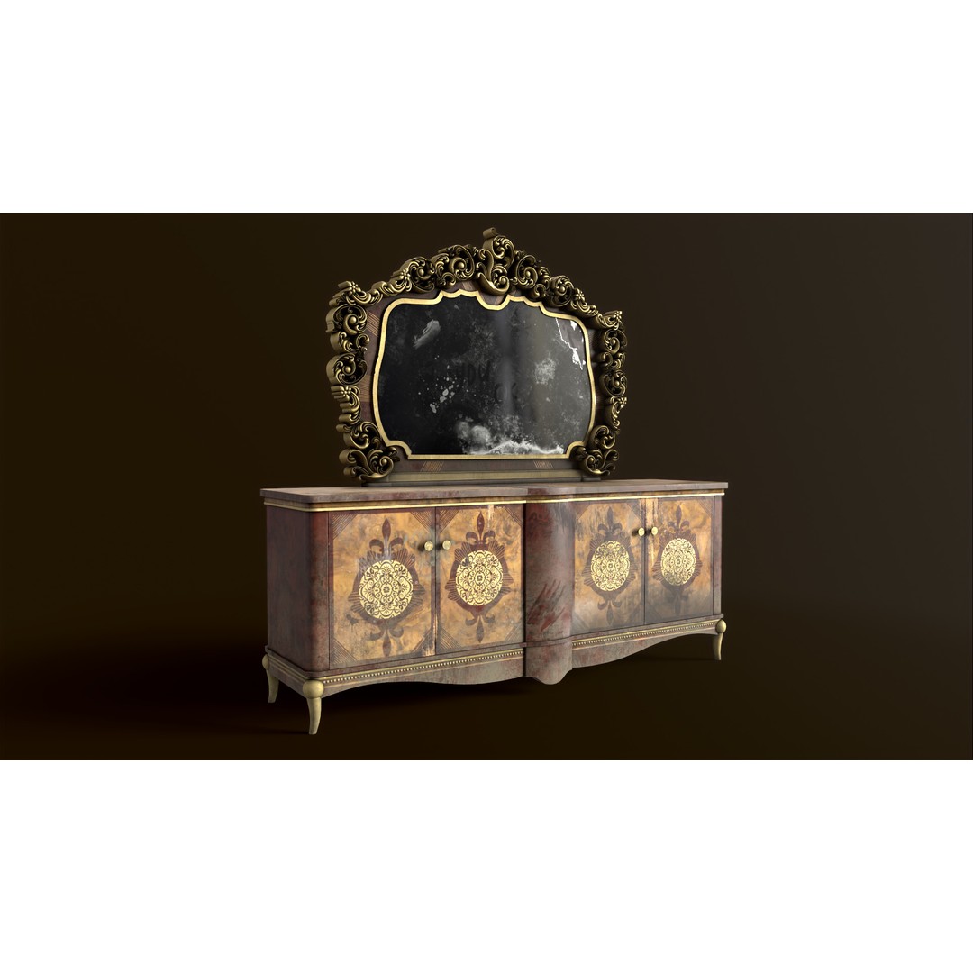 Vintage Luxury Dresser 3D Model – Low Poly Game Asset, FBX, PBR - View 17