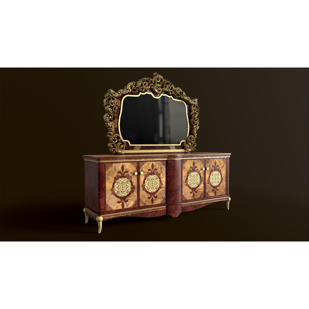 Vintage Luxury Dresser 3D Model – Low Poly Game Asset, FBX, PBR - View 18